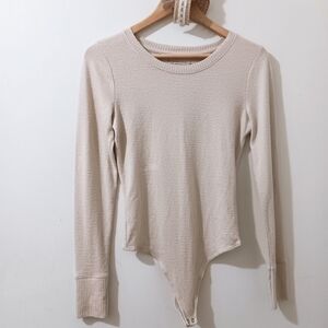 Abercrombie & Fitch Cream Cozy Soft Knit Bodysuit